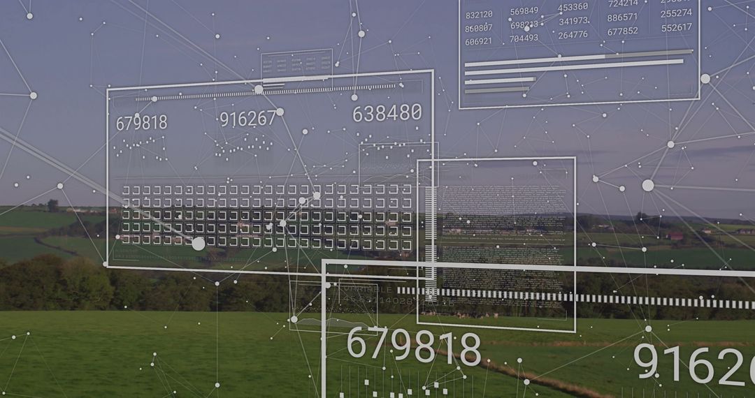 Futuristic Network Overlay on Rural Landscape