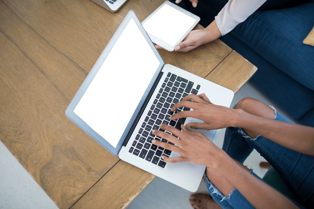 Transparent Digital Screen Interaction at Modern Office Workspace