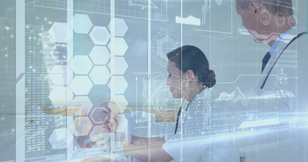 Doctors Utilizing Future Technology in Patient Examination