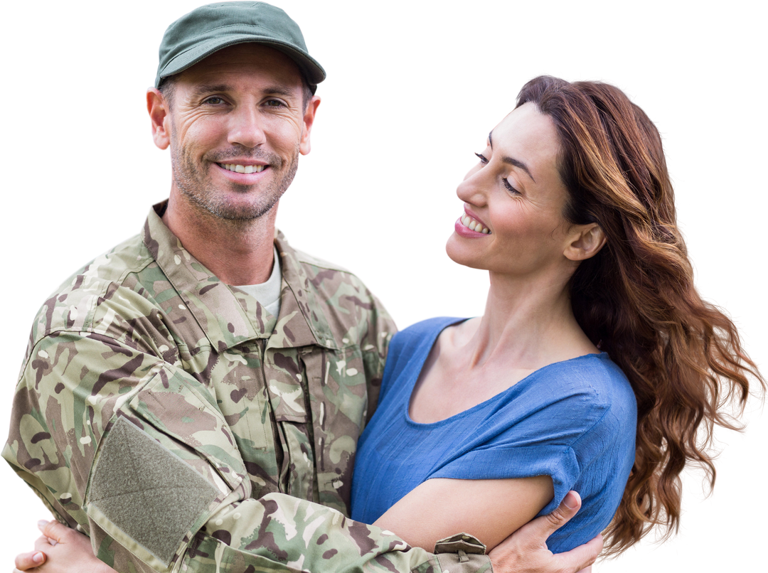 Transparent Portrait of Soldier Embracing Loving Partner - Download Free Stock Images Pikwizard.com