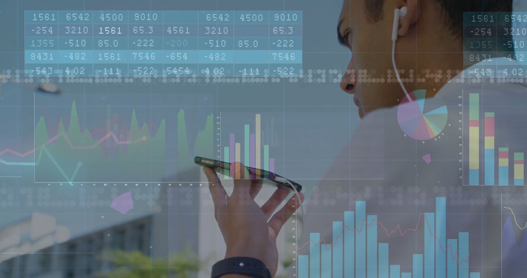 Urban Professional Analyzing Financial Data on Rooftop