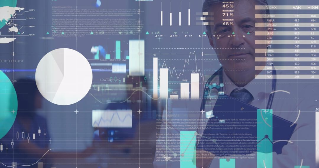 Senior Doctor Analyzing Healthcare Financial Data Visualization