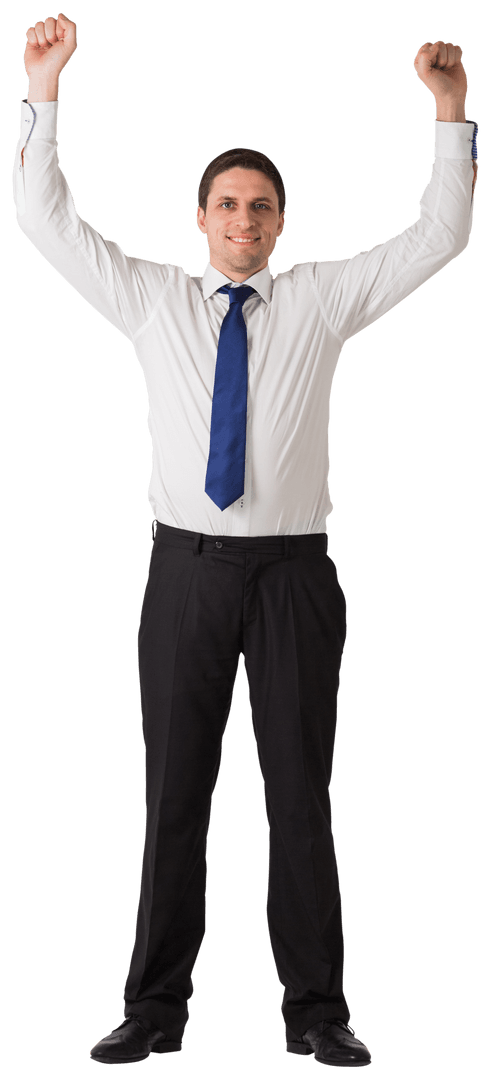 Ecstatic Businessman Celebrating Success on Transparent Background