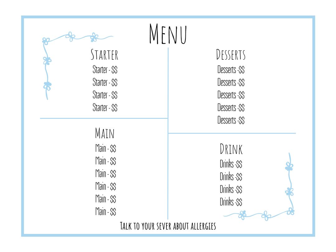 Elegant Customizable Menu Template for Dining and Events - Download Free Stock Templates Pikwizard.com