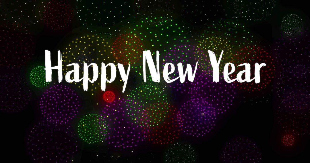 Festive Happy New Year Greeting with Sparkling Fireworks Background