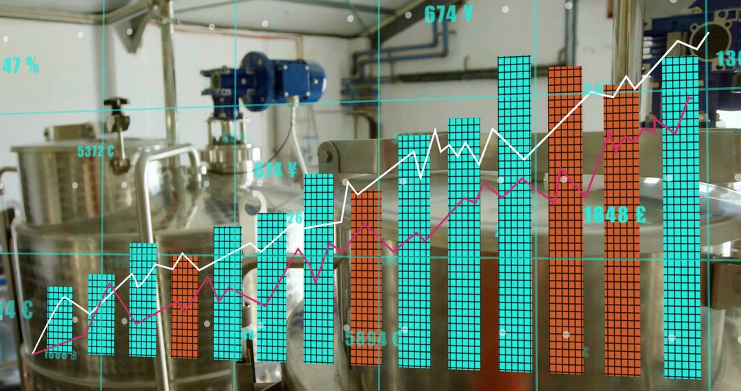 Data Visualization Over Industrial Machinery Indicating Technological Integration
