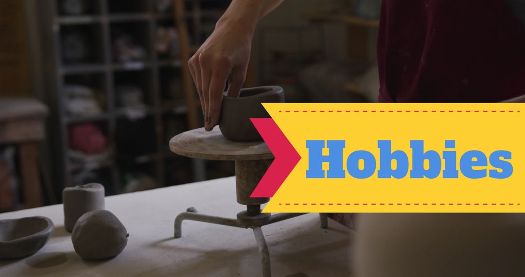 Female Potter Crafting Clay Vessel in Artisan Workshop