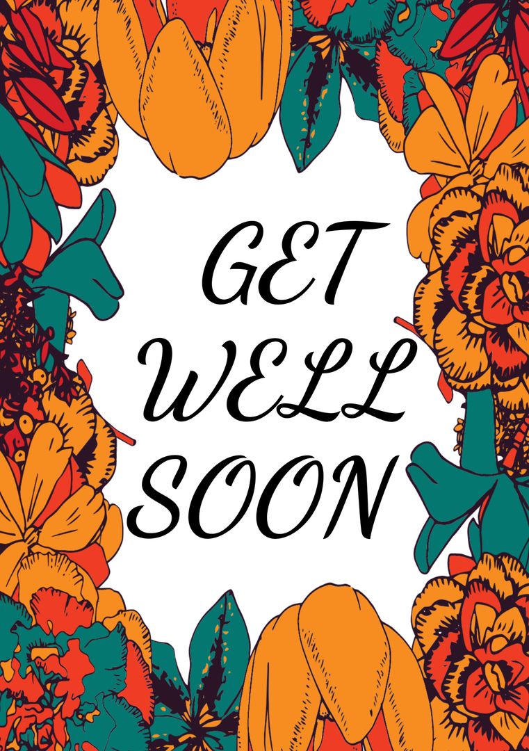 Floral Get Well Soon Card with Bright Flowers