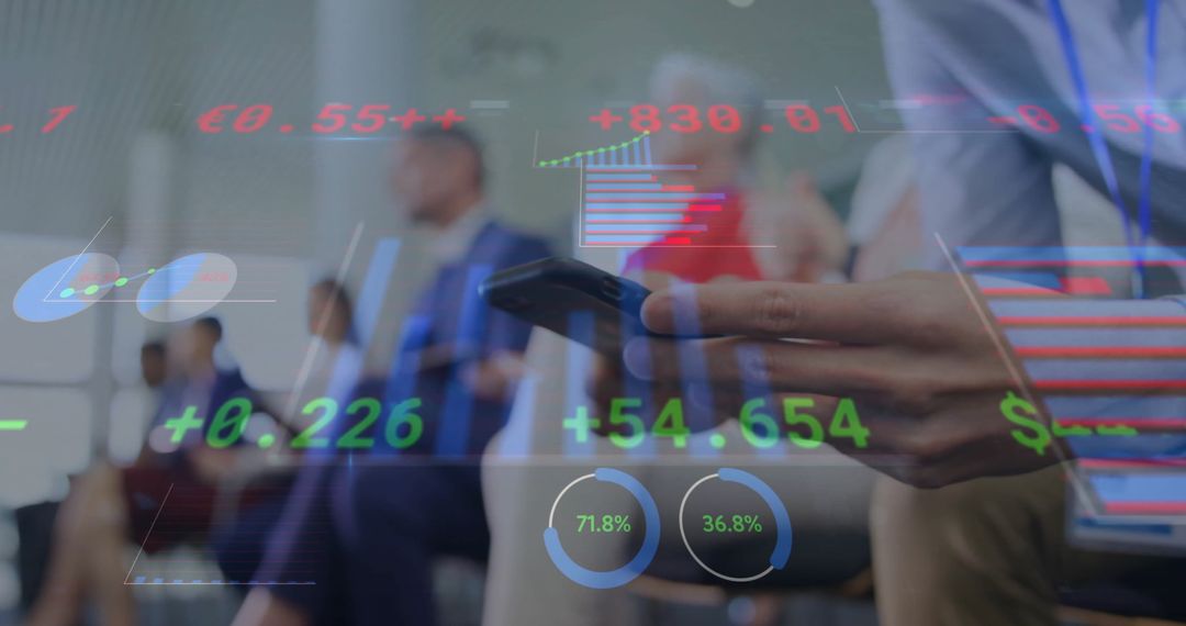 Caucasian Businessman Analyzing Financial Data on Smartphone