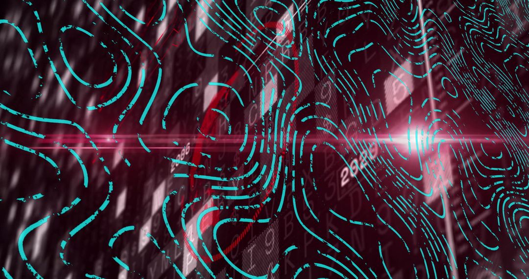 Futuristic Digital Interface with Neon Turquoise Patterns