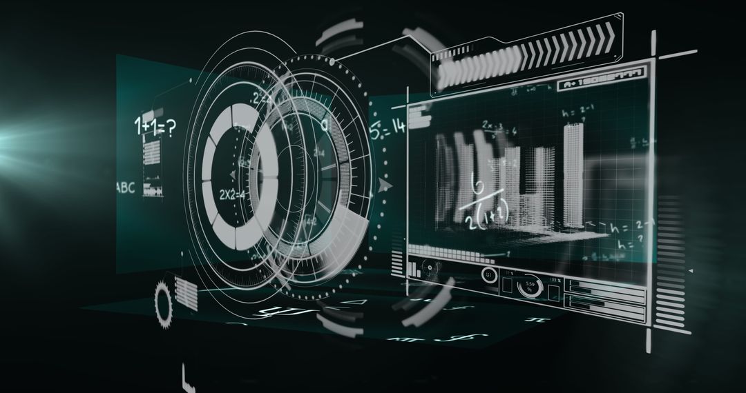 Futuristic Digital Interface with Data Processing Visuals