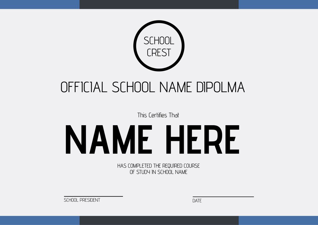 Customizable Diploma Template for Academic Achievements