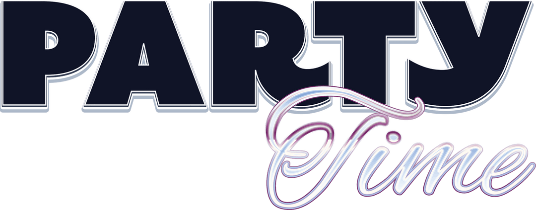 Stylish Party Time Text Banner on Transparent Background