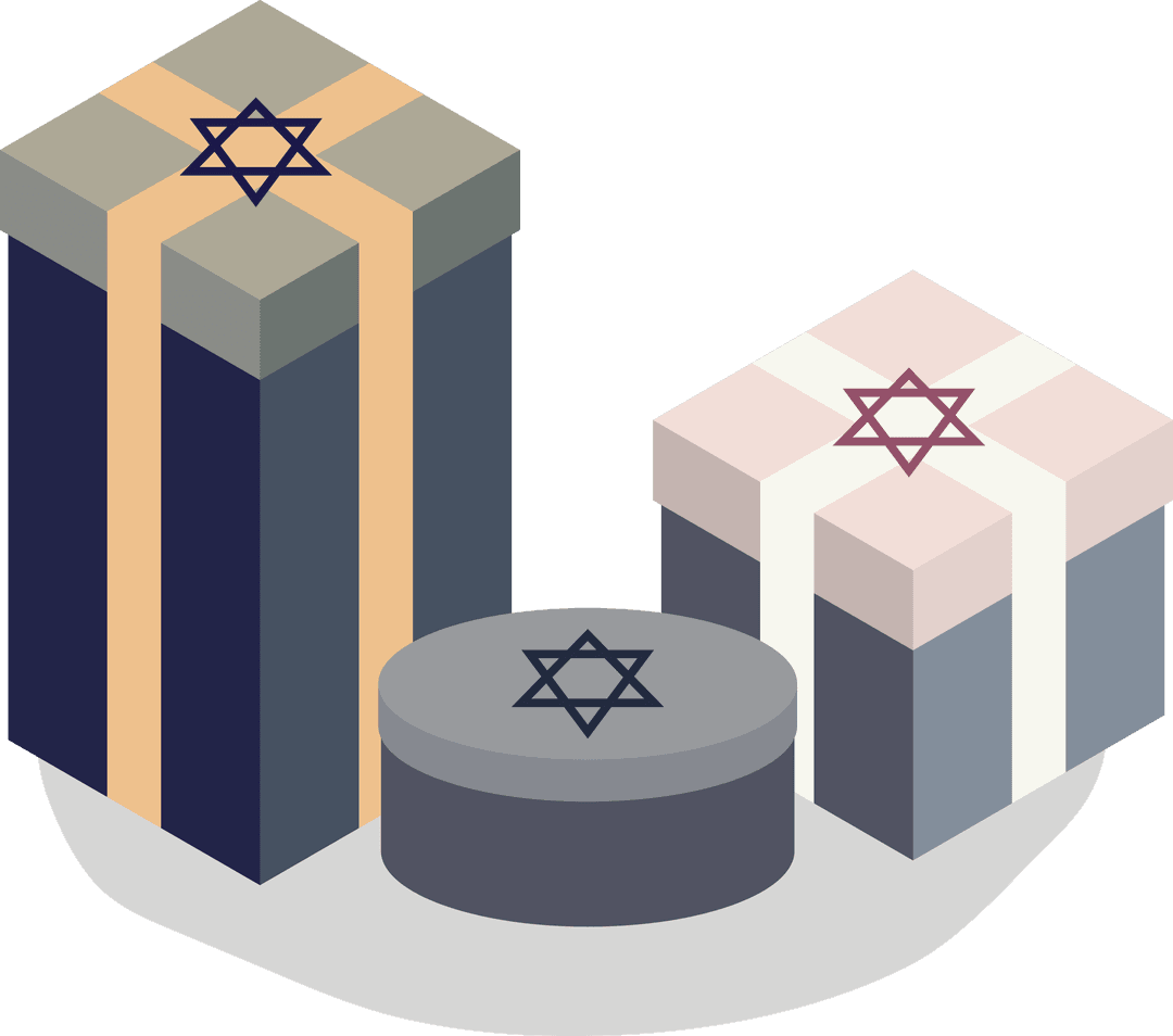 Transparent Gifts with Star of David Illustrations with Translucent Background