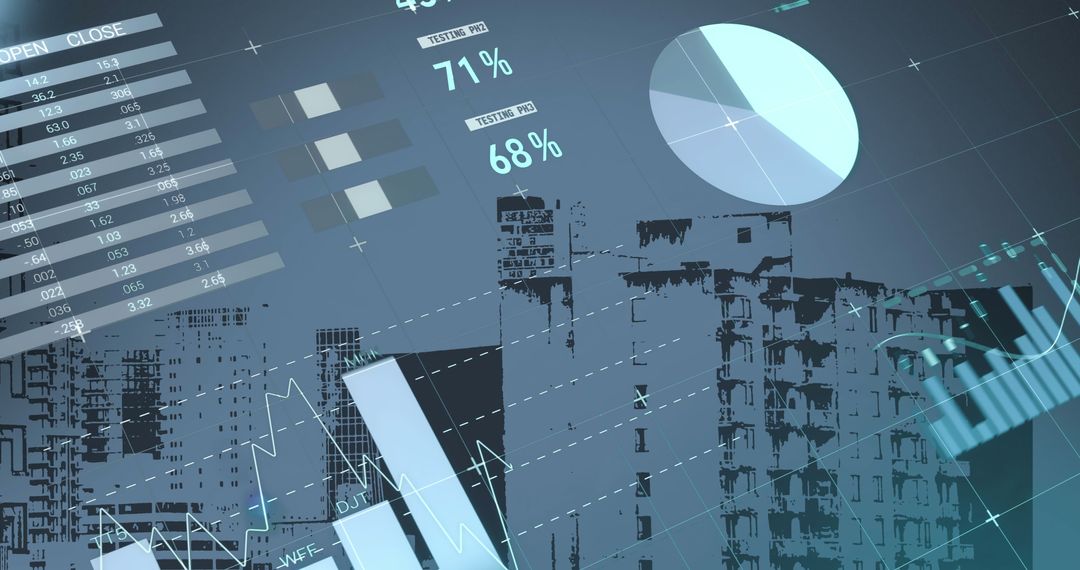 Business Analytics Technology Over Cityscape Conceptual