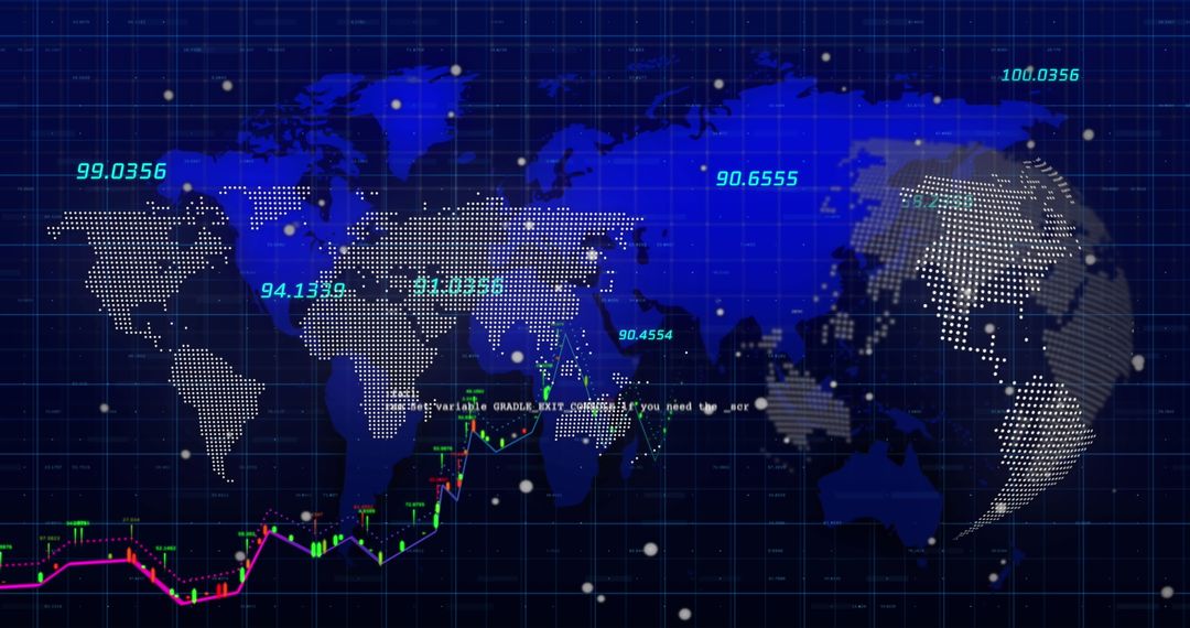Global Financial Data Analysis with Blue World Map Illustration