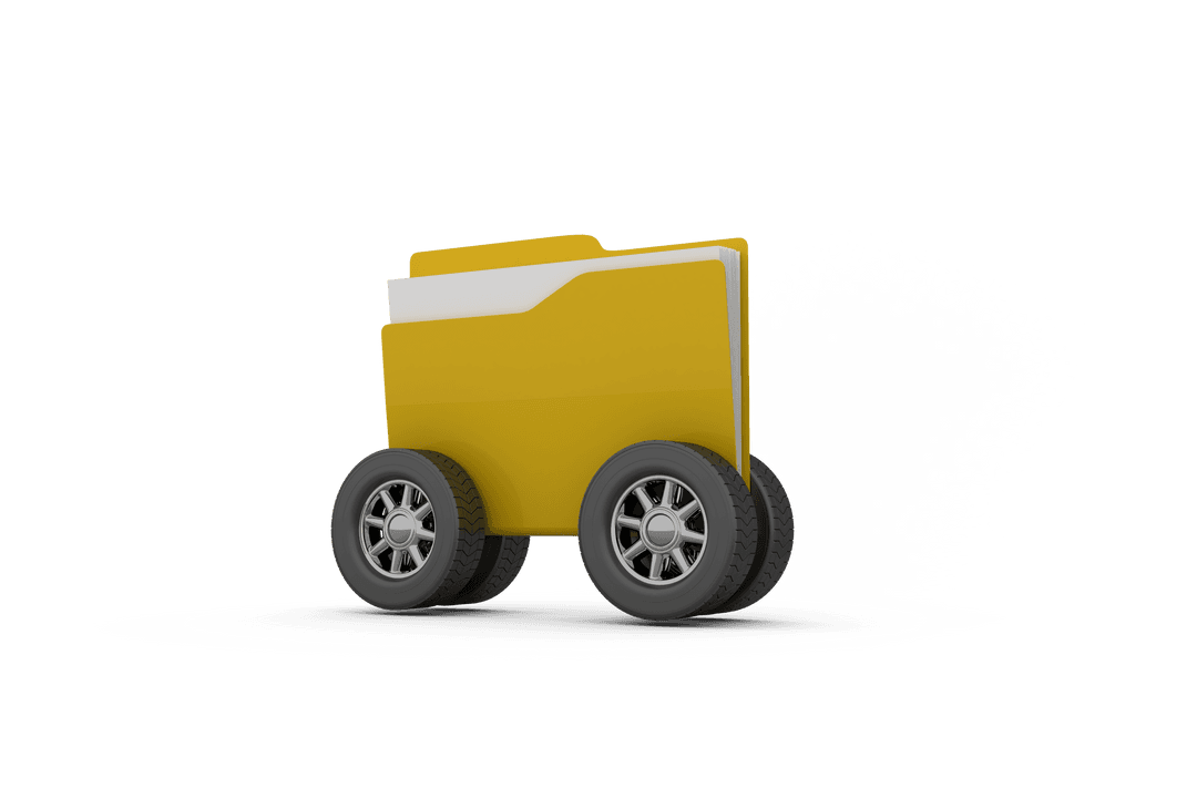Transparent Mobile Document Folder with Wheels Illustration