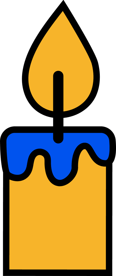 Lit Candle Icon with Dripping Wax on Transparent Background