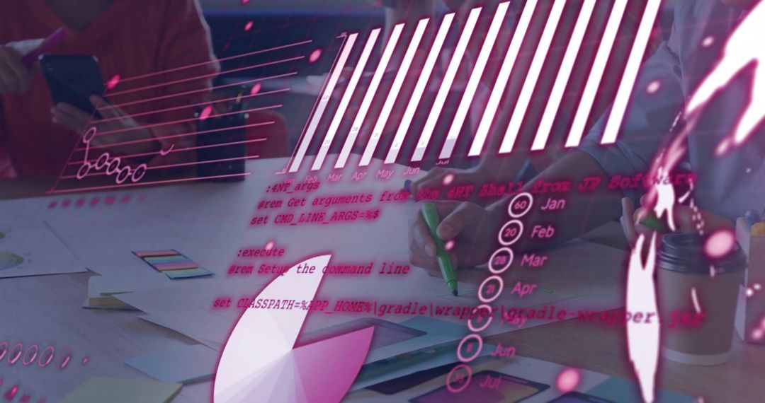 Colleagues Collaborating with Digital Financial Data Interface