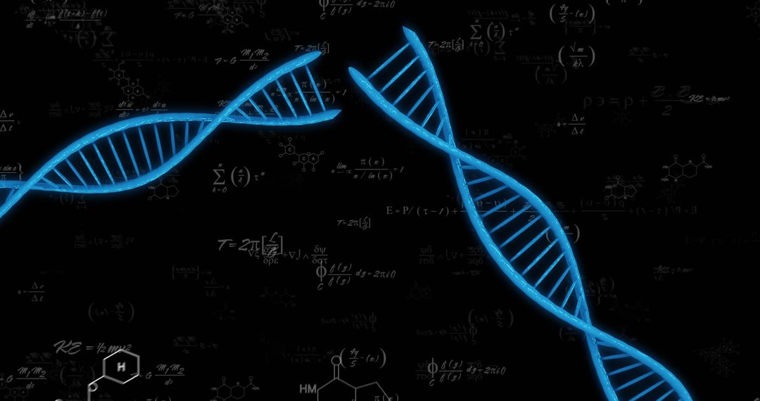 DNA Double Helix with Scientific and Mathematical Formulas