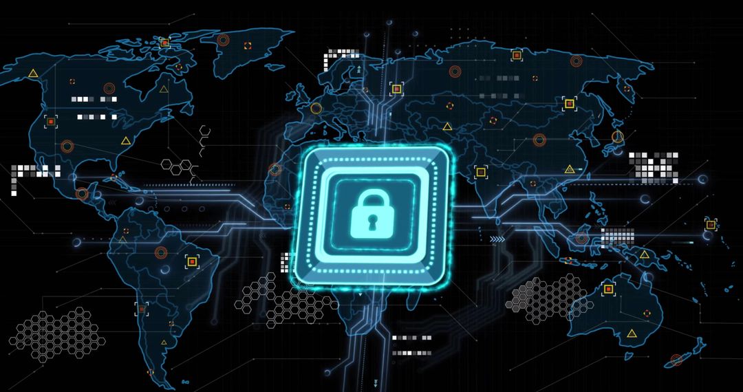 Global Cybersecurity Concept with Digital Padlock and World Map