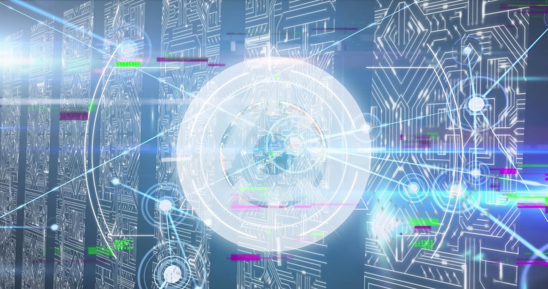 Futuristic Digital Network with Glowing Interconnected Patterns