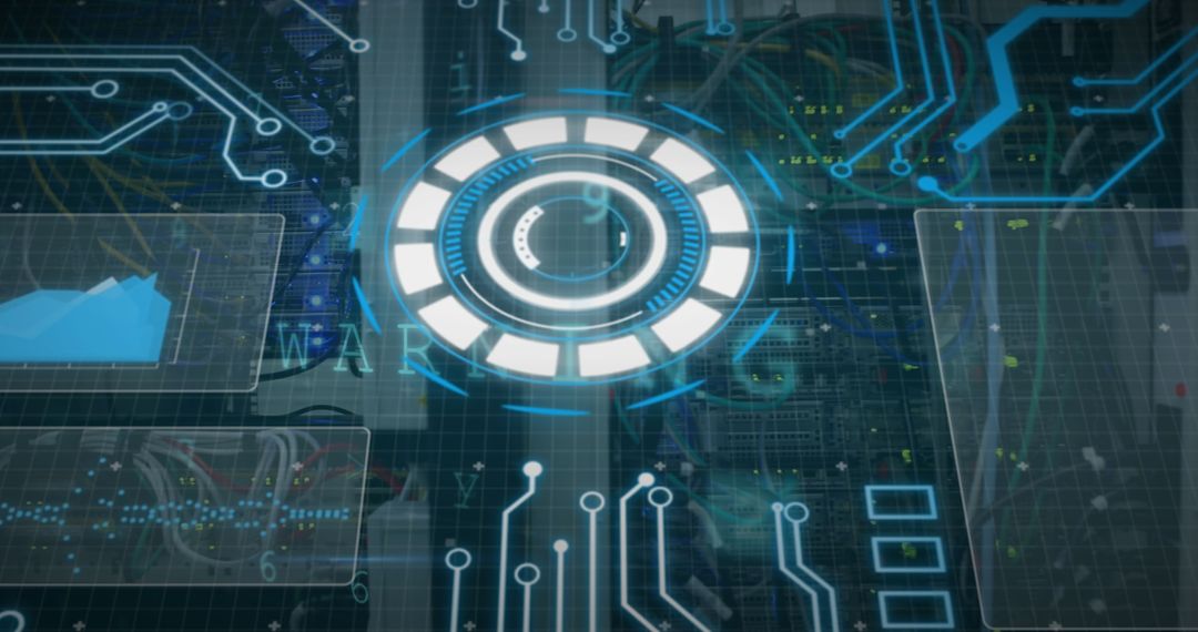 Futuristic Digital Interface with Analyzing Technology Overlay