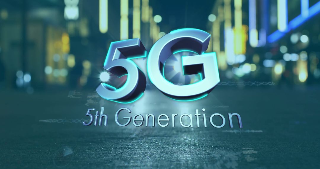 5G Network Conception Over Modern City Lights Background