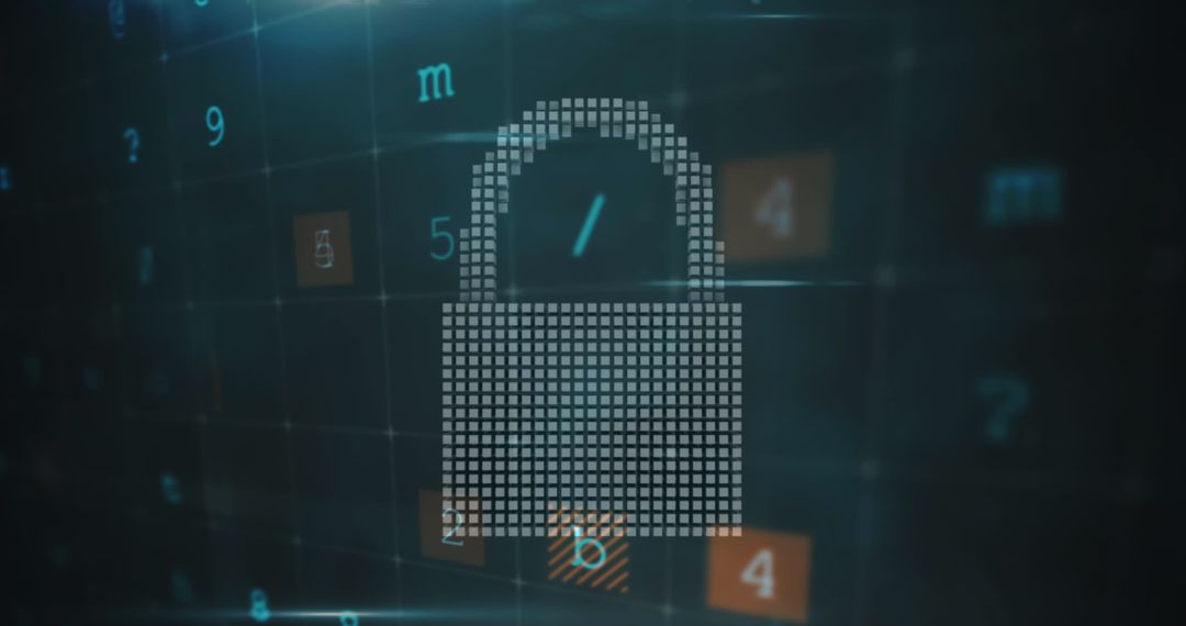 Digital Lock Futuristic Cybersecurity Concept Overlay