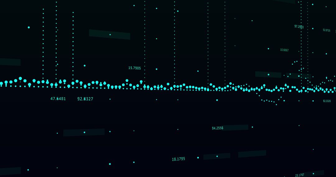 Abstract Digital Blue Dot Graph with Floating Numbers
