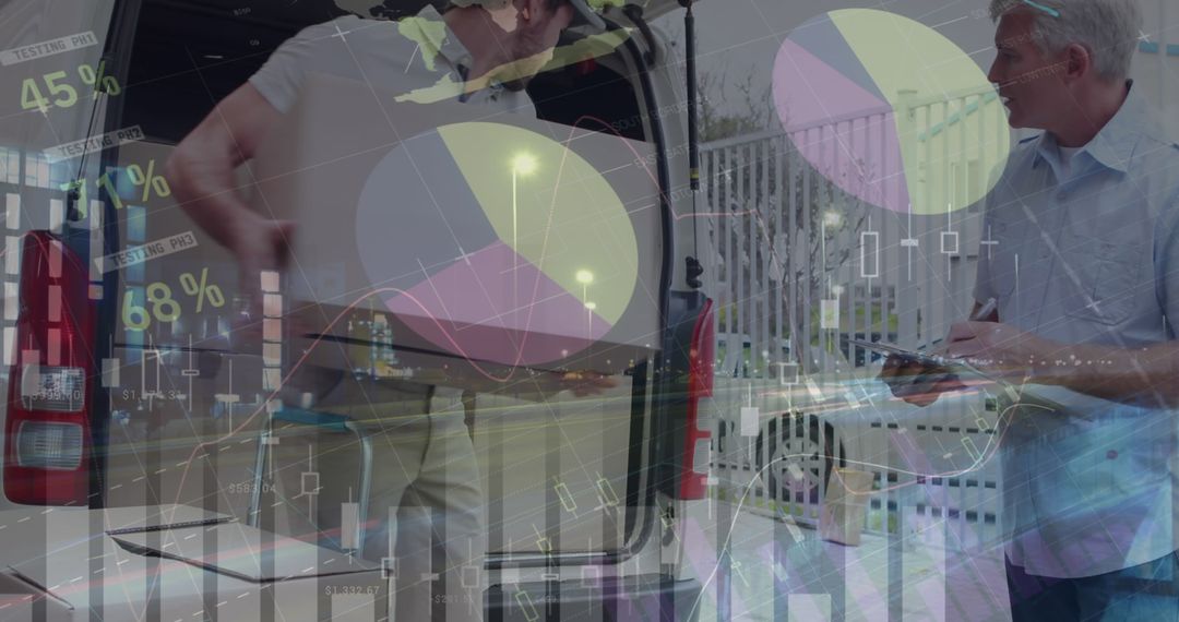 Statistical Data Overlaid on Logistics with Delivery Workers