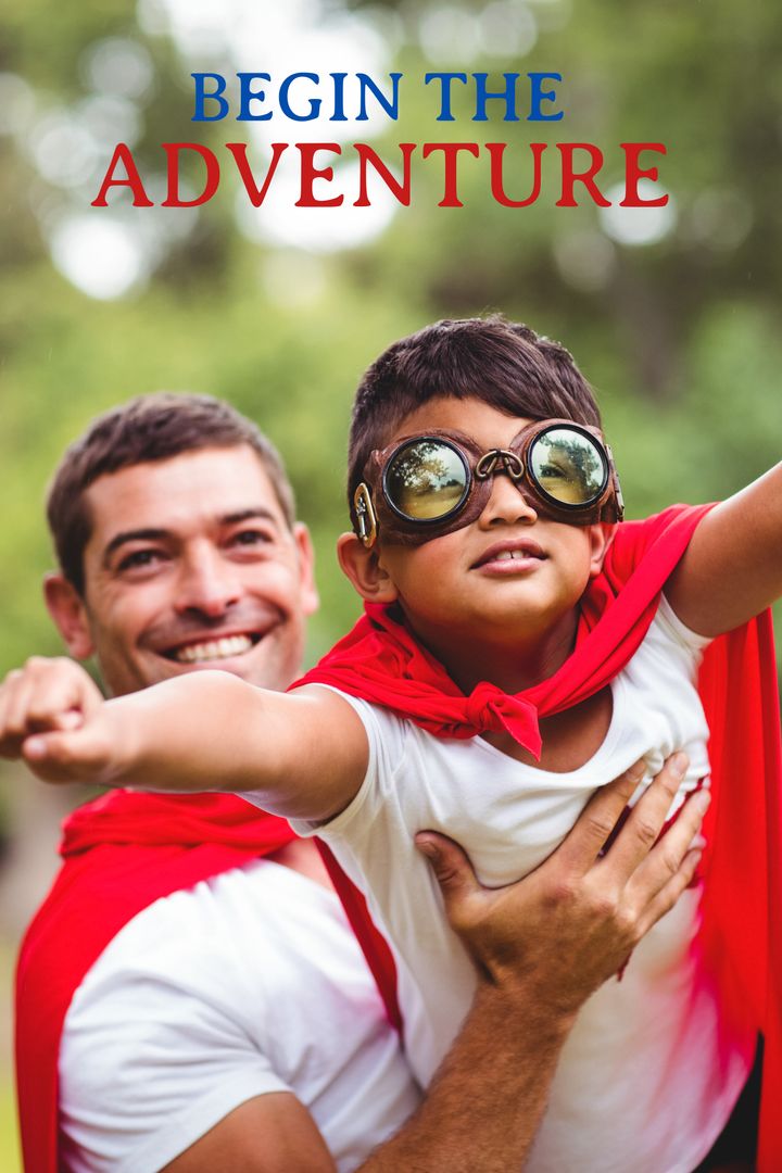 Father and Son Superhero Playtime in Nature