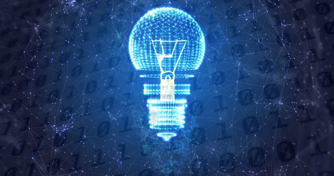 Digital Light Bulb with Binary Code and Matrix Network - Free Images, Stock Photos and Pictures on Pikwizard.com