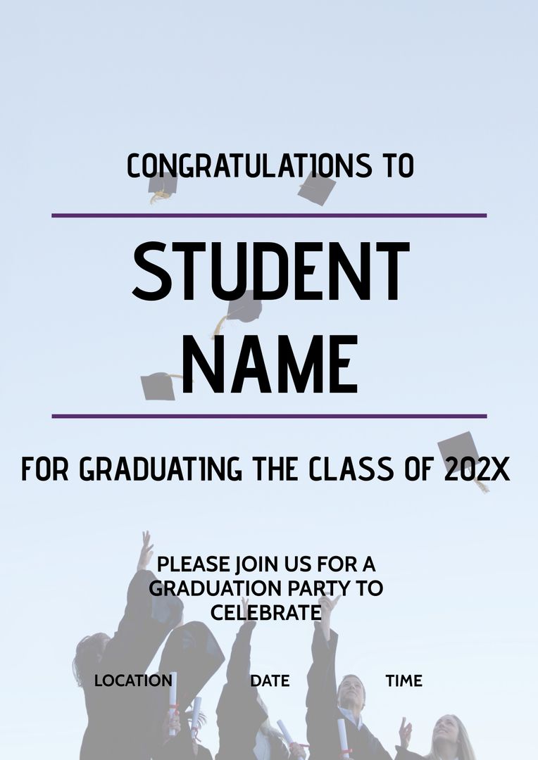 Graduation Celebration Poster with Joyful Cap Tossing