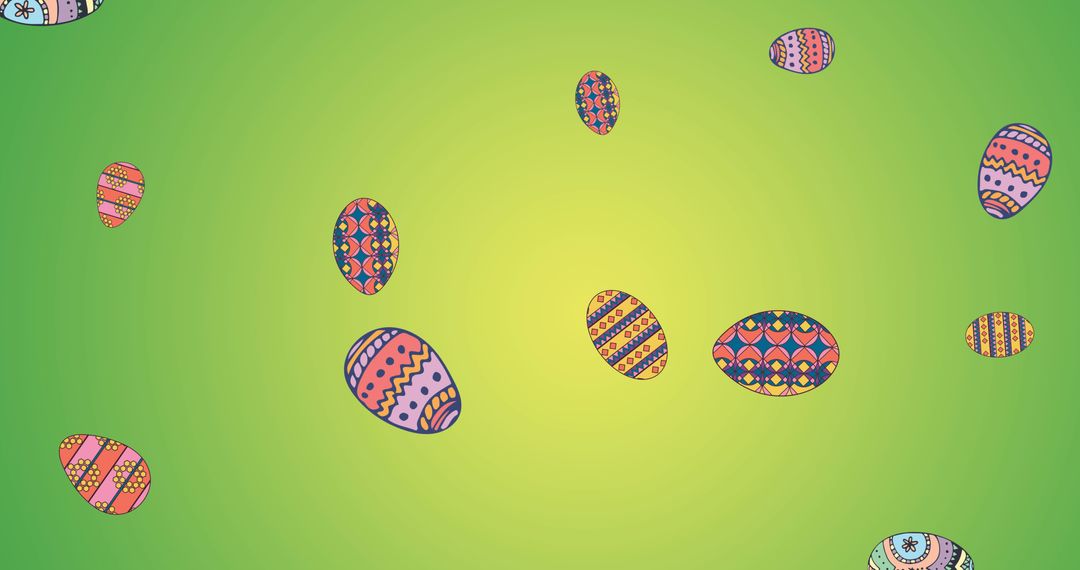 Colorful Easter Eggs on Green Background for Celebration