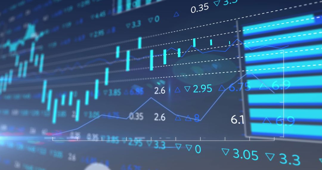 Dynamic Blue Digital Data and Graph Visualization