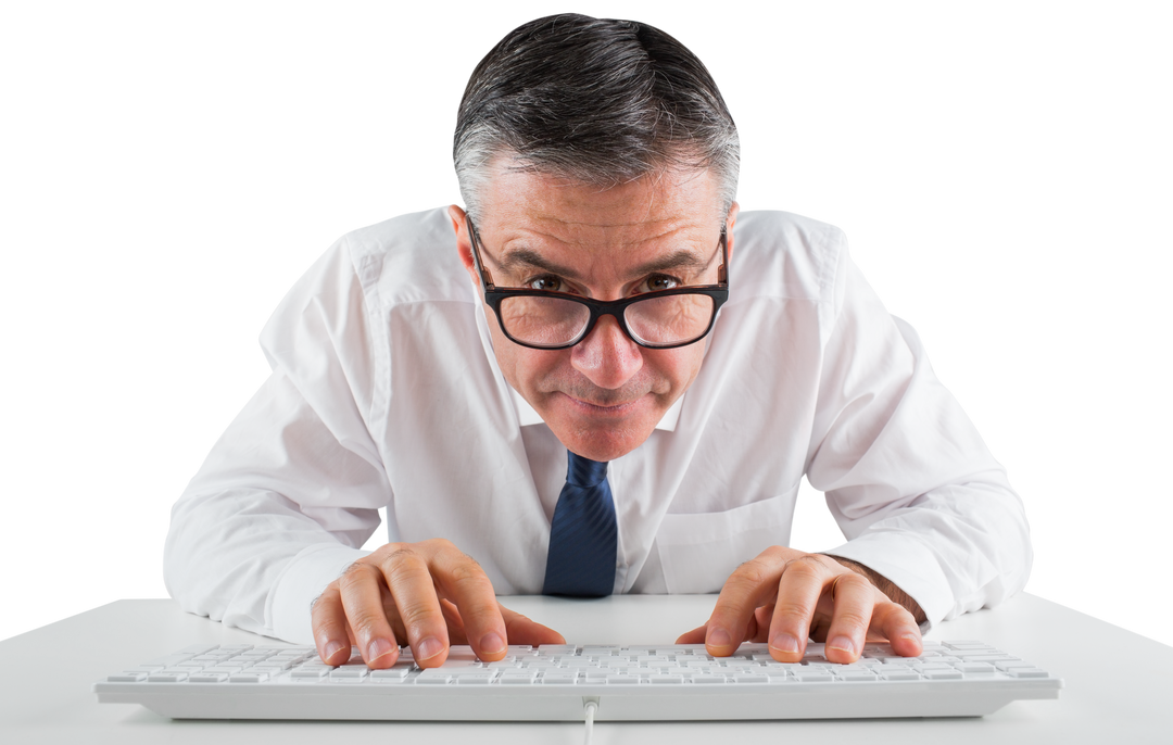 Mature Businessman Typing On Transparent Keyboard - Download Free Stock Images Pikwizard.com