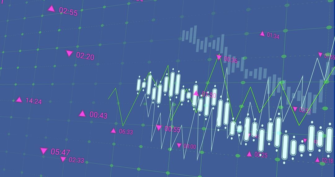 Financial Data Graph with Digital Elements and Growth Indicators