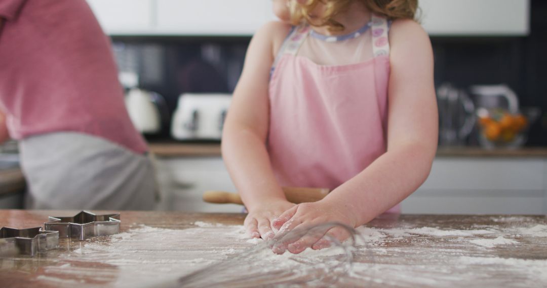 Little Girl Baking Cookies in Kitchen with Rolling Pin and Cookie Cutters - Free Images, Stock Photos and Pictures on Pikwizard.com