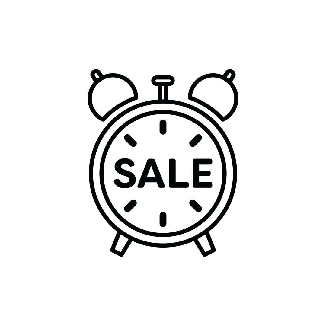 Transparent Clock Icon with Sale Text for Promoting Sales