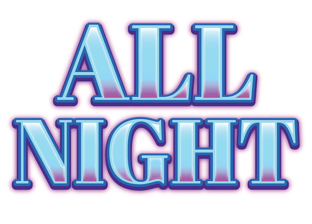 All Night Text on Transparent Background for Party Design