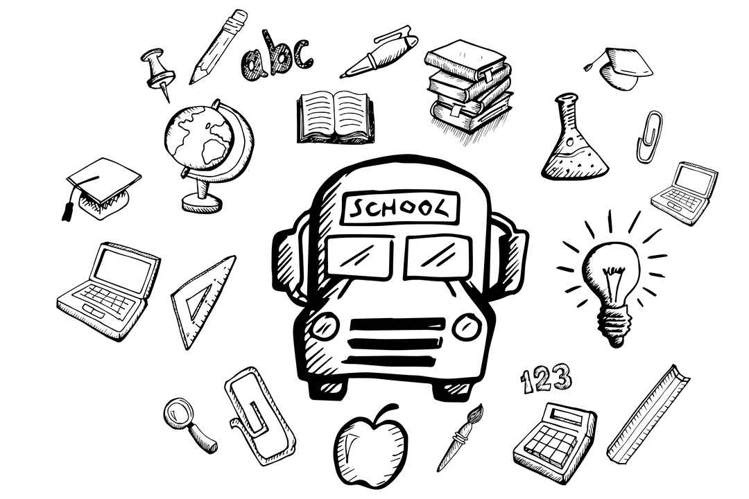 Creative Transparent School Icons for Educational Design Projects