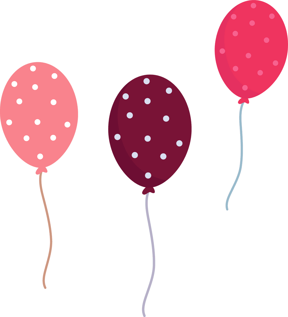 Colorful Polka Dot Balloons on Transparent Background