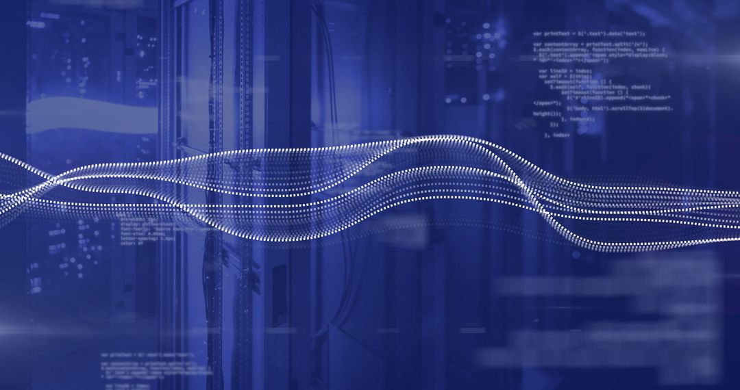 Digital Data Flow Over Computer Servers Illustrates Global Finance