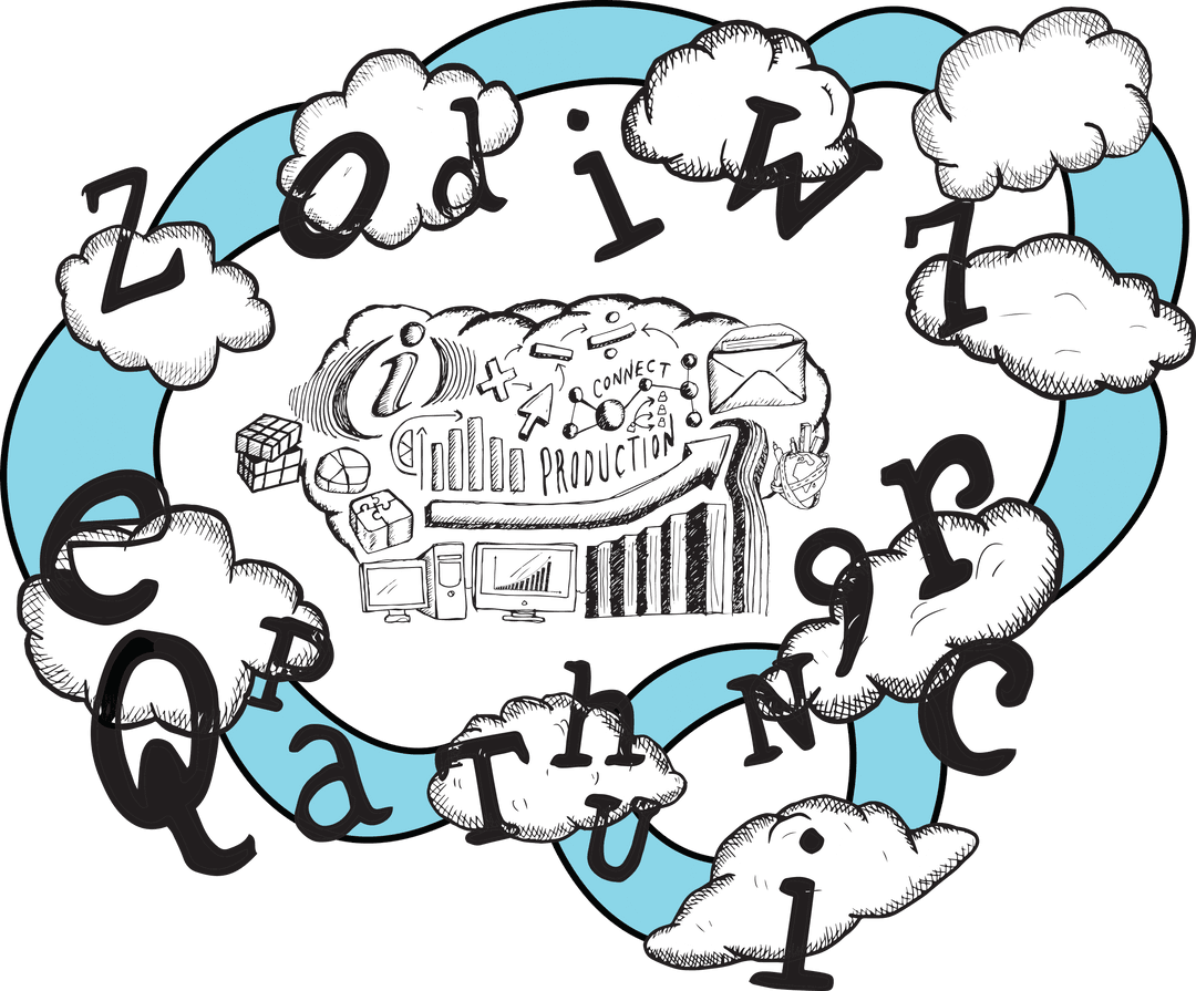 Creative Business Icons and Letters on Transparent Background