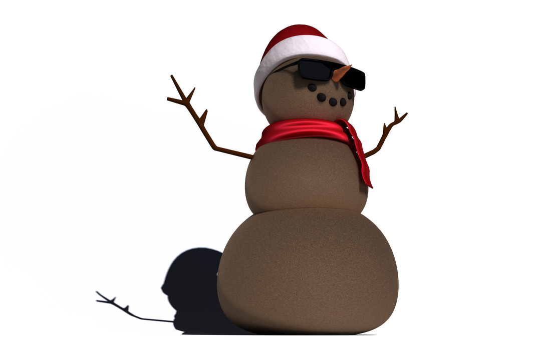 Transparent Brown Snowman with Santa Hat, Sunglasses on Transparent Background - Download Free Stock Images Pikwizard.com