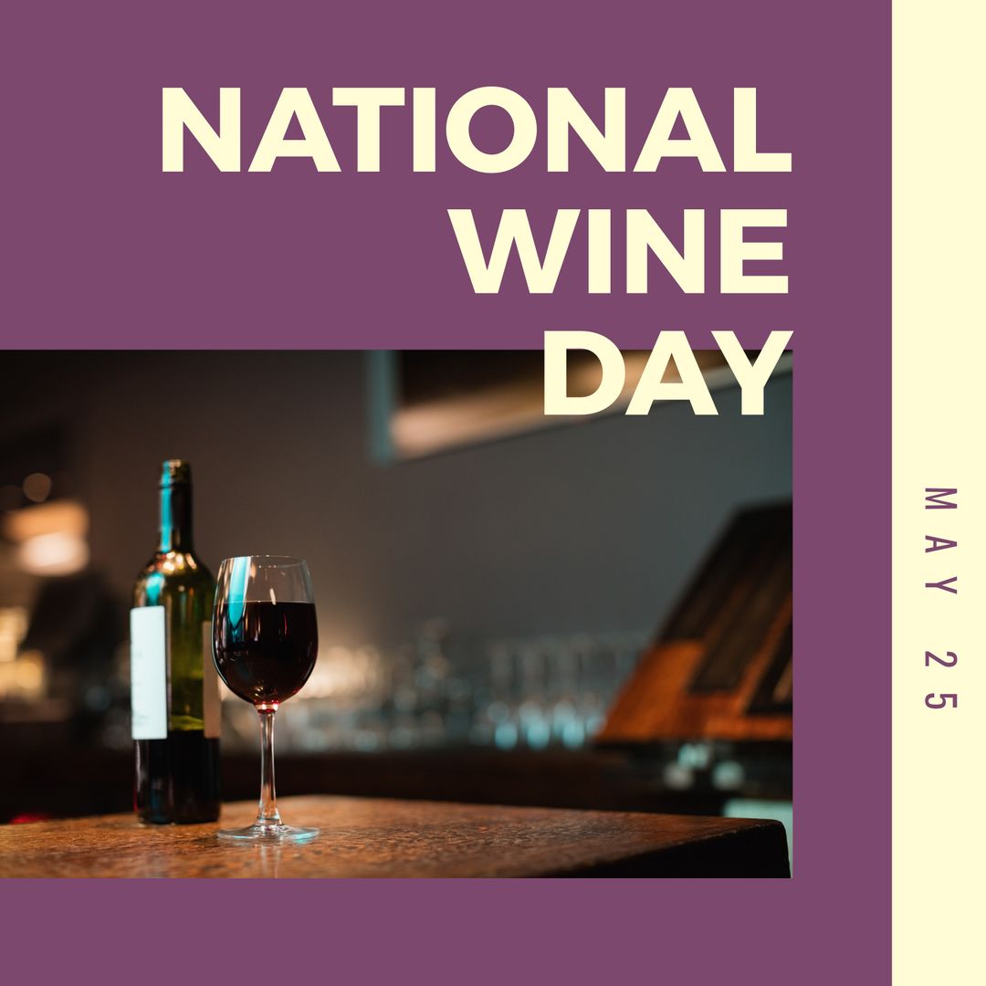 National Wine Day Celebration with Wineglass and Bottle in Restaurant - Download Free Stock Templates Pikwizard.com