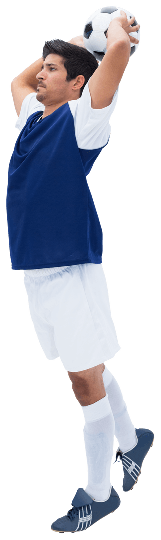 Transparent Football Player Performing Throw-In Action