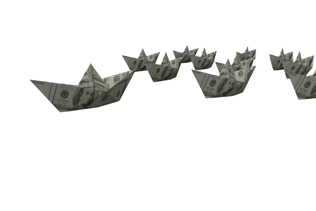 Paper Boats Made of American Dollars Floating Across Transparent Background - Download Free Stock Images Pikwizard.com