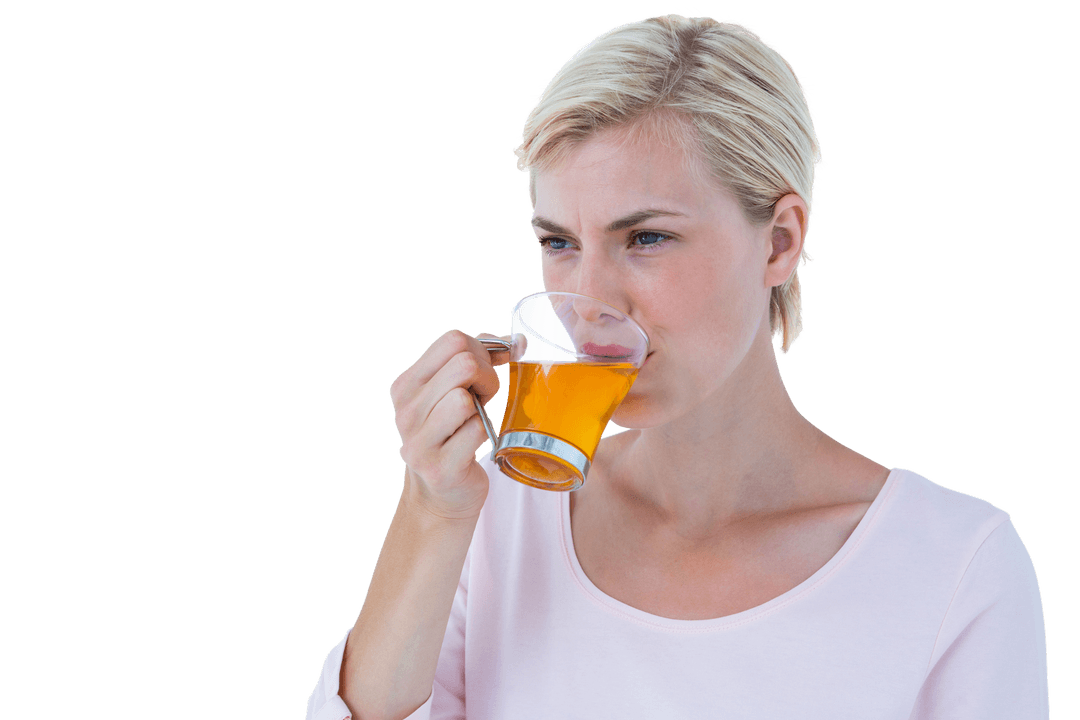 Transparent Background Conceptual Thinking Woman Tea